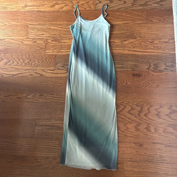 See You Monday Maxi Mesh Lined Bodycon Blue Green Dress Size Small Worn one time - Picture 12 of 12